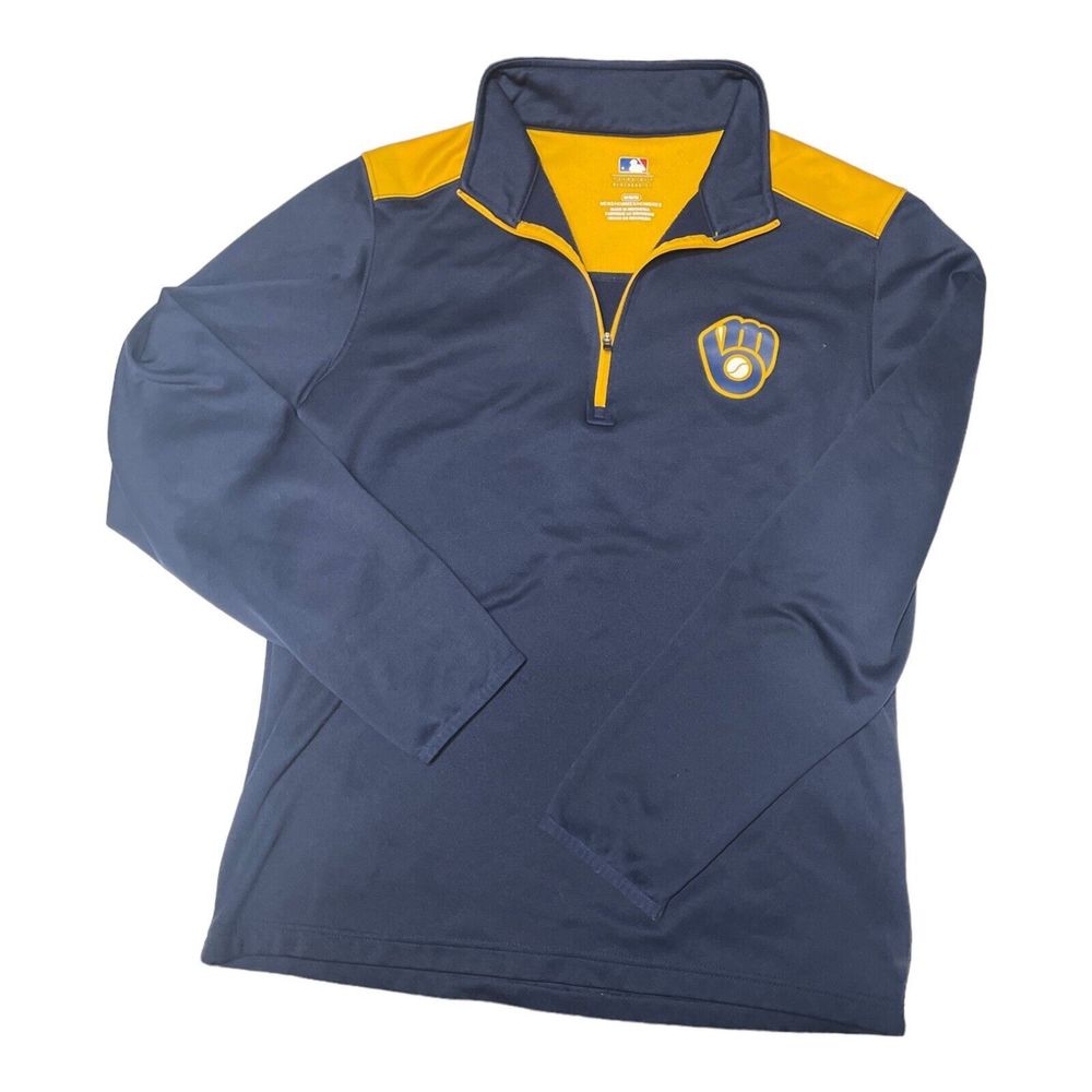 Milwaukee‎ Brewers Qtr Zip Lightweight Pullover- MLB Licensed Mens Medium